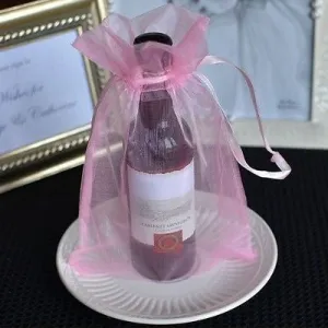 10 Pink Organza 6x9 Favor Pouches Wedding Gift Bags Drawstring Candy Bags