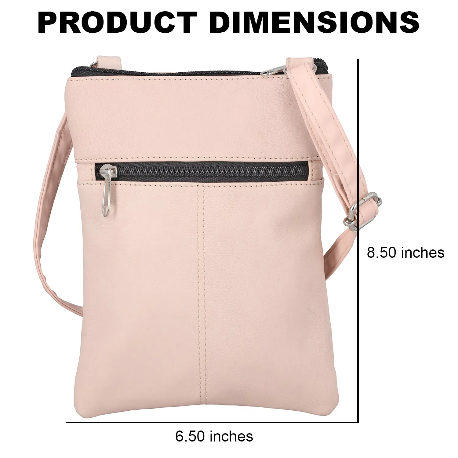 100% Genuine Leather Crossbody Messenger RFID Protected Bag in PINK