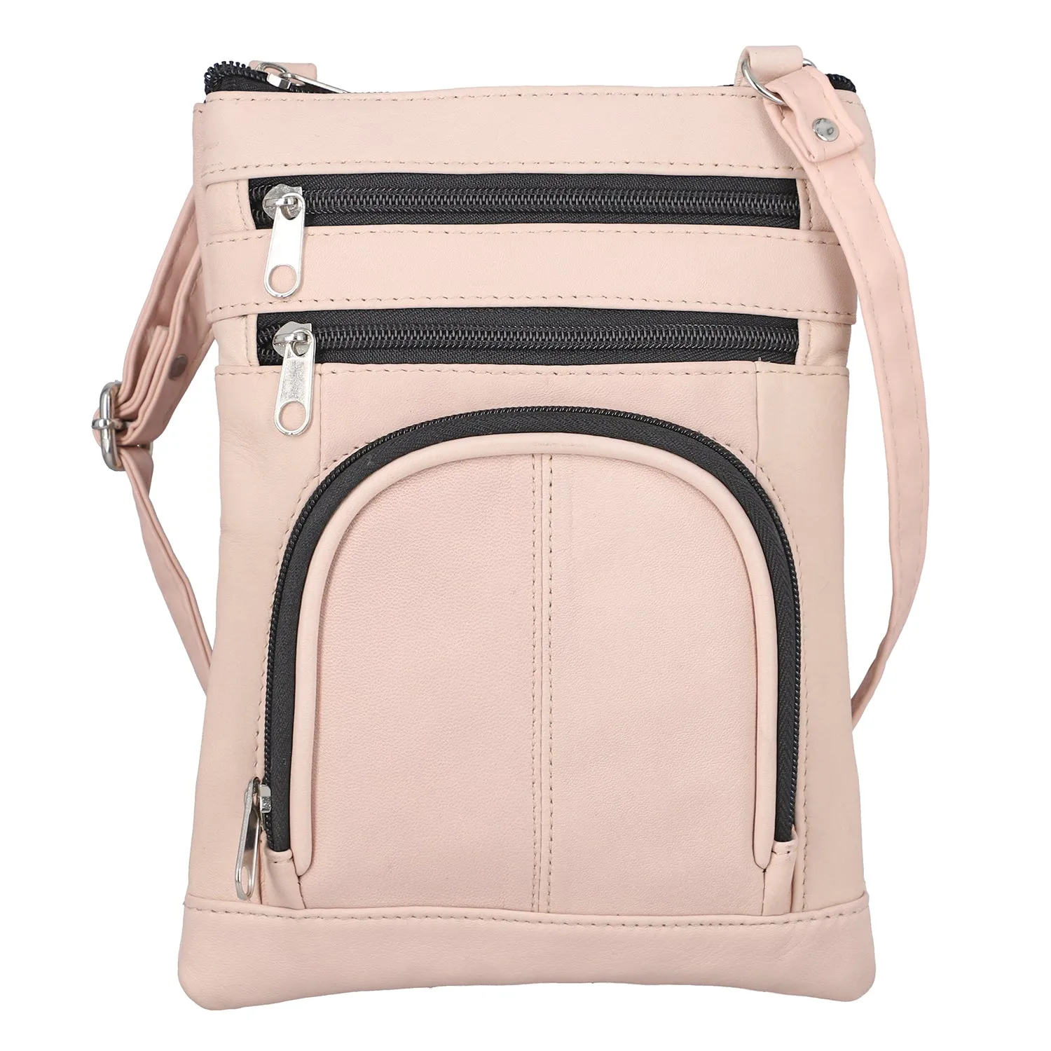 100% Genuine Leather Crossbody Messenger RFID Protected Bag in PINK