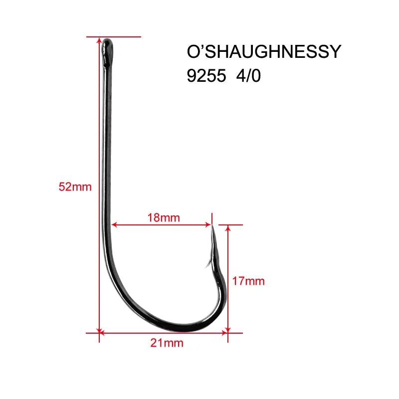 100 pcs 4/0 Chemically Sharpened O'Shaughnessy Hooks Fishing Tackle