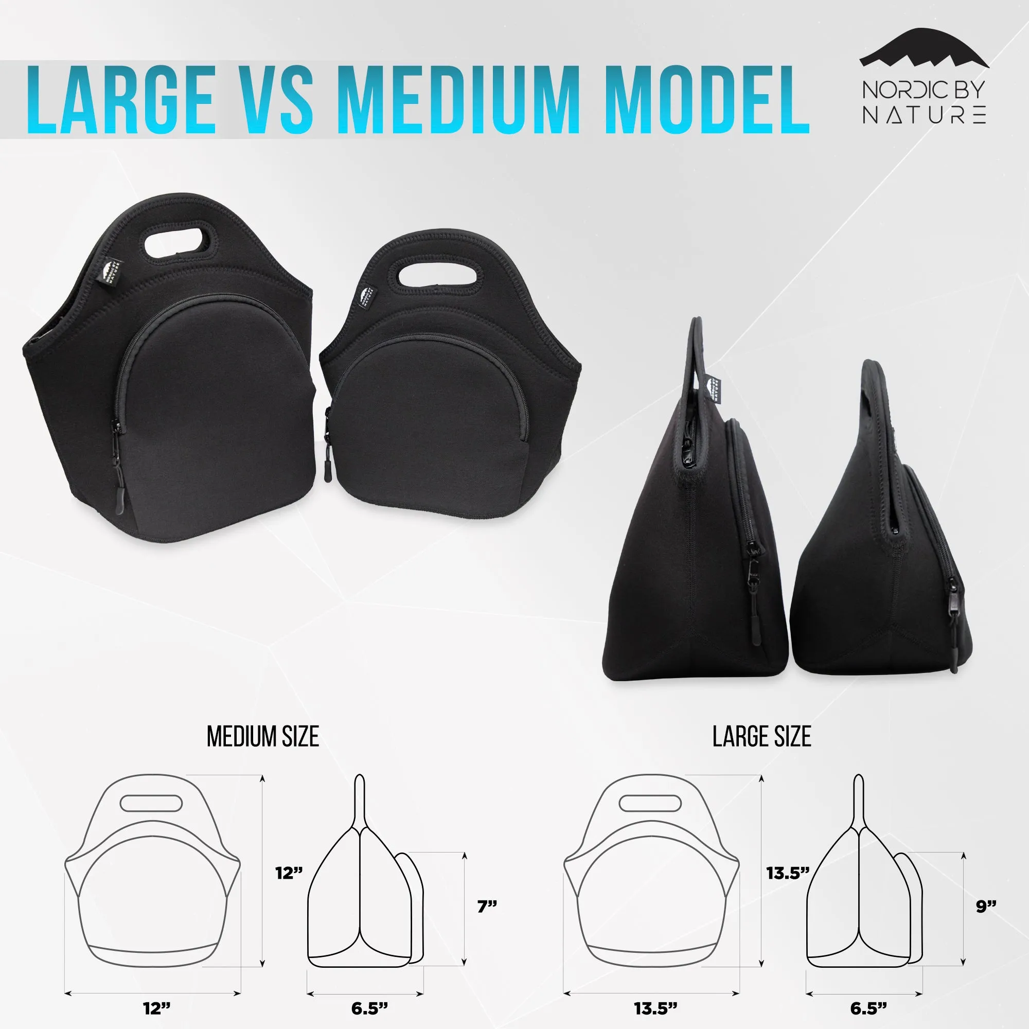 13.5" Cotton Lunch Bag Black/Black