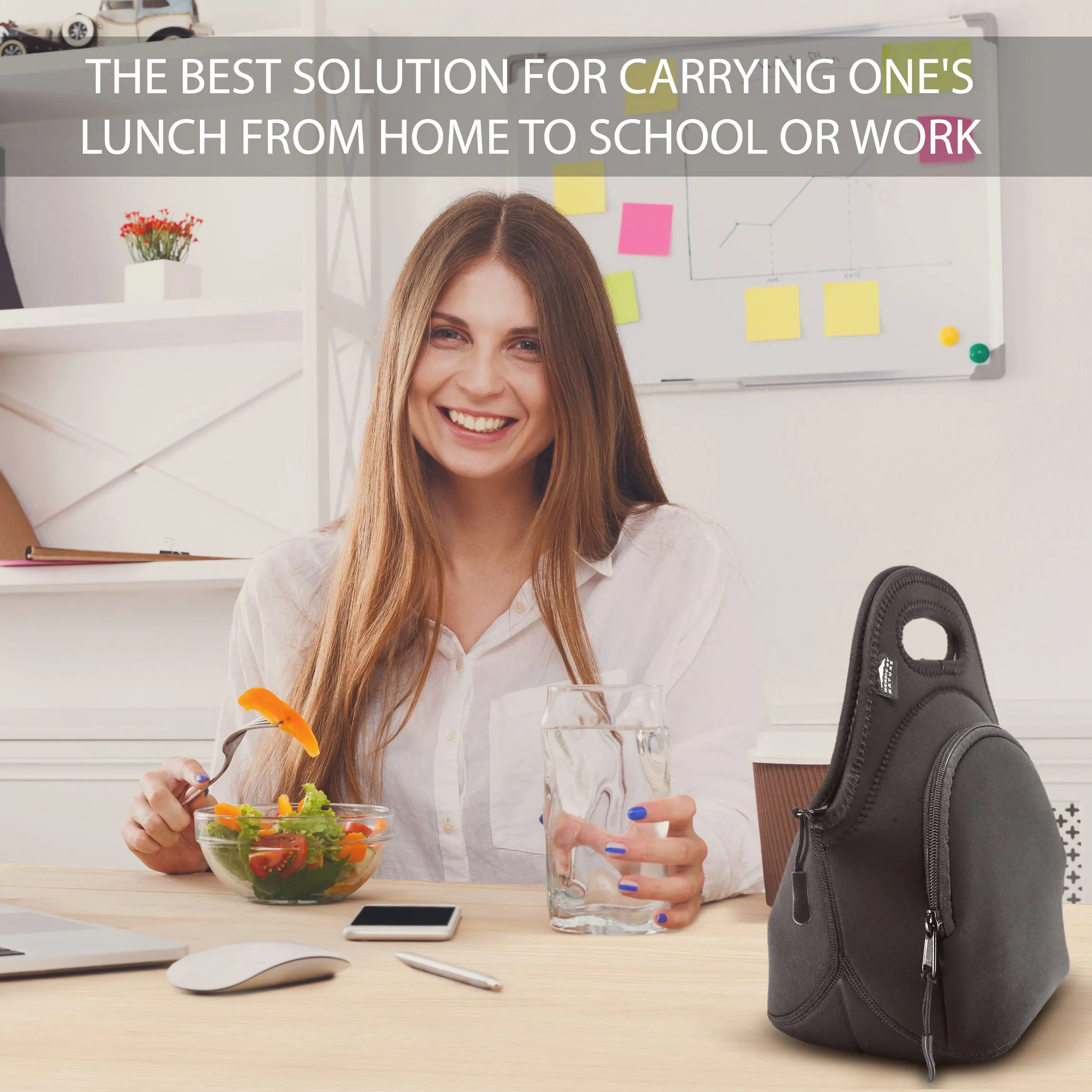 13.5" Cotton Lunch Bag Black/Black