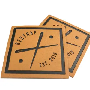 150pcs custom artwork logo PU Faux leather tags