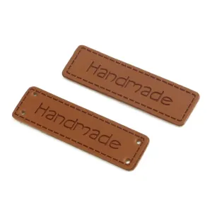 20pcs 50mm Handmade Labels for Clothing Tags Sewing Labels Faux Leather Clothes Bags DIY