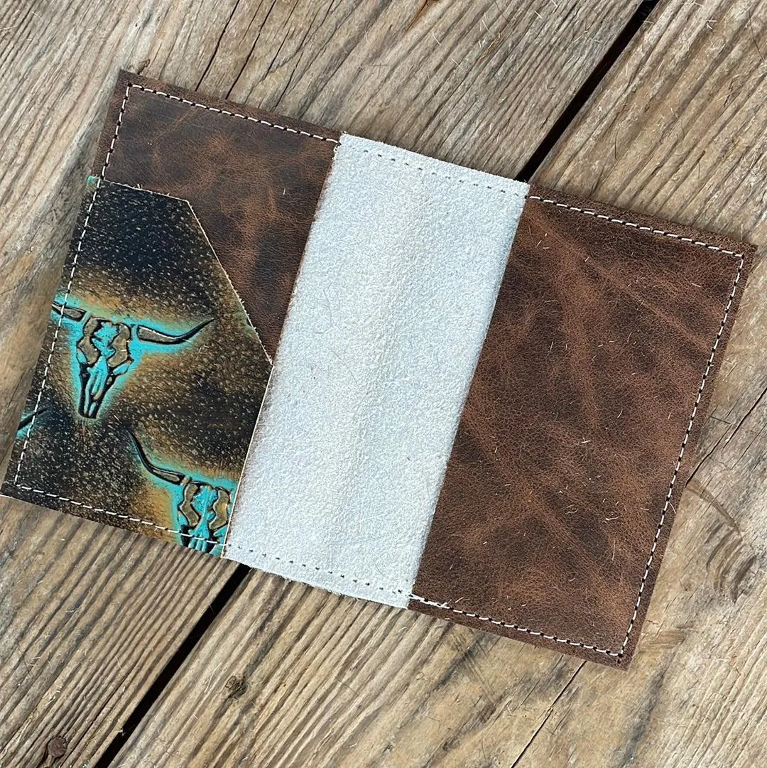 211 Passport Cover - Brindle w/ Patina Skulls