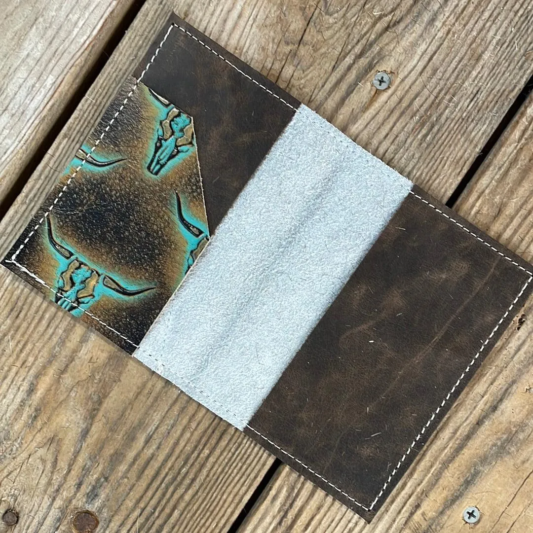 224 Passport Cover - Brindle w/ Turquoise Aztec