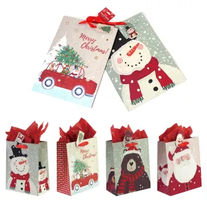 2Pk Extra Large Snowdots Santa Glitter Bag, 4 Designs