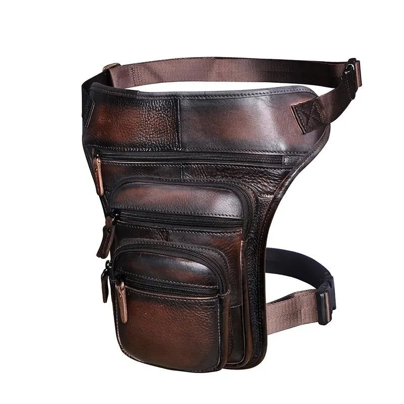 3111 Crazy Horse Leather  with 8" Tablet Compartment Drop Leg Bag