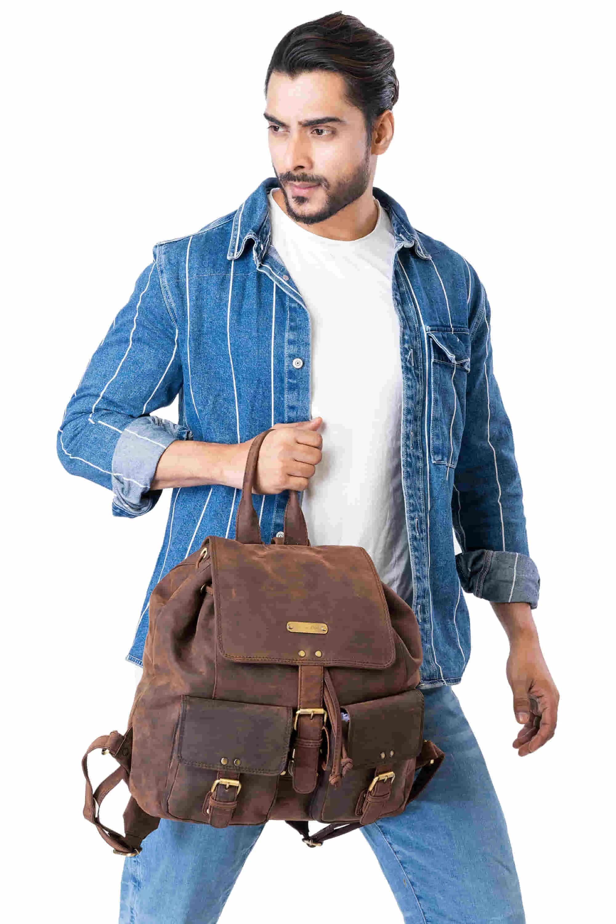 392650 Backpack in Full Grain Dark Brown Hunter Leather | Style n Craft