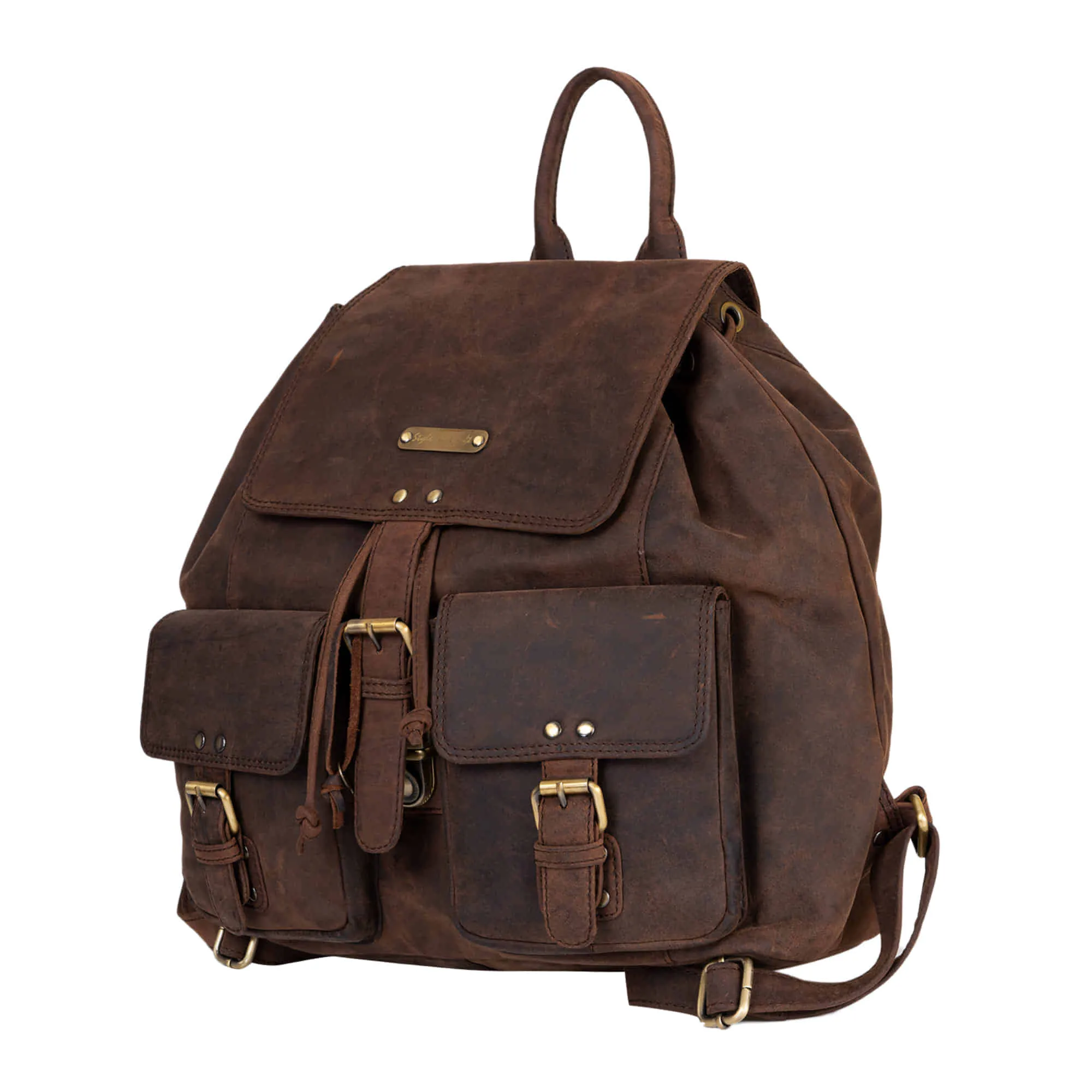 392650 Backpack in Full Grain Dark Brown Hunter Leather | Style n Craft