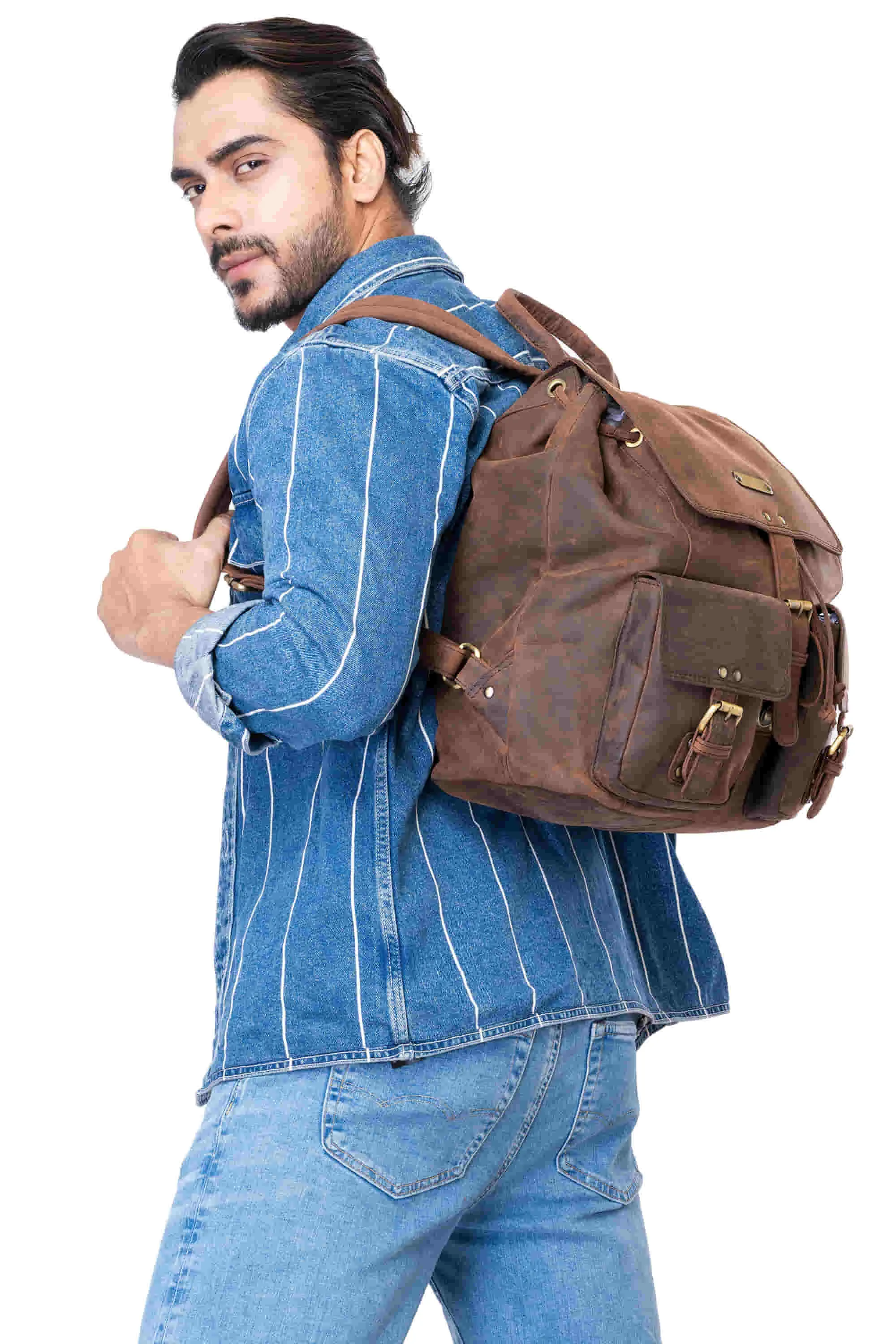 392650 Backpack in Full Grain Dark Brown Hunter Leather | Style n Craft