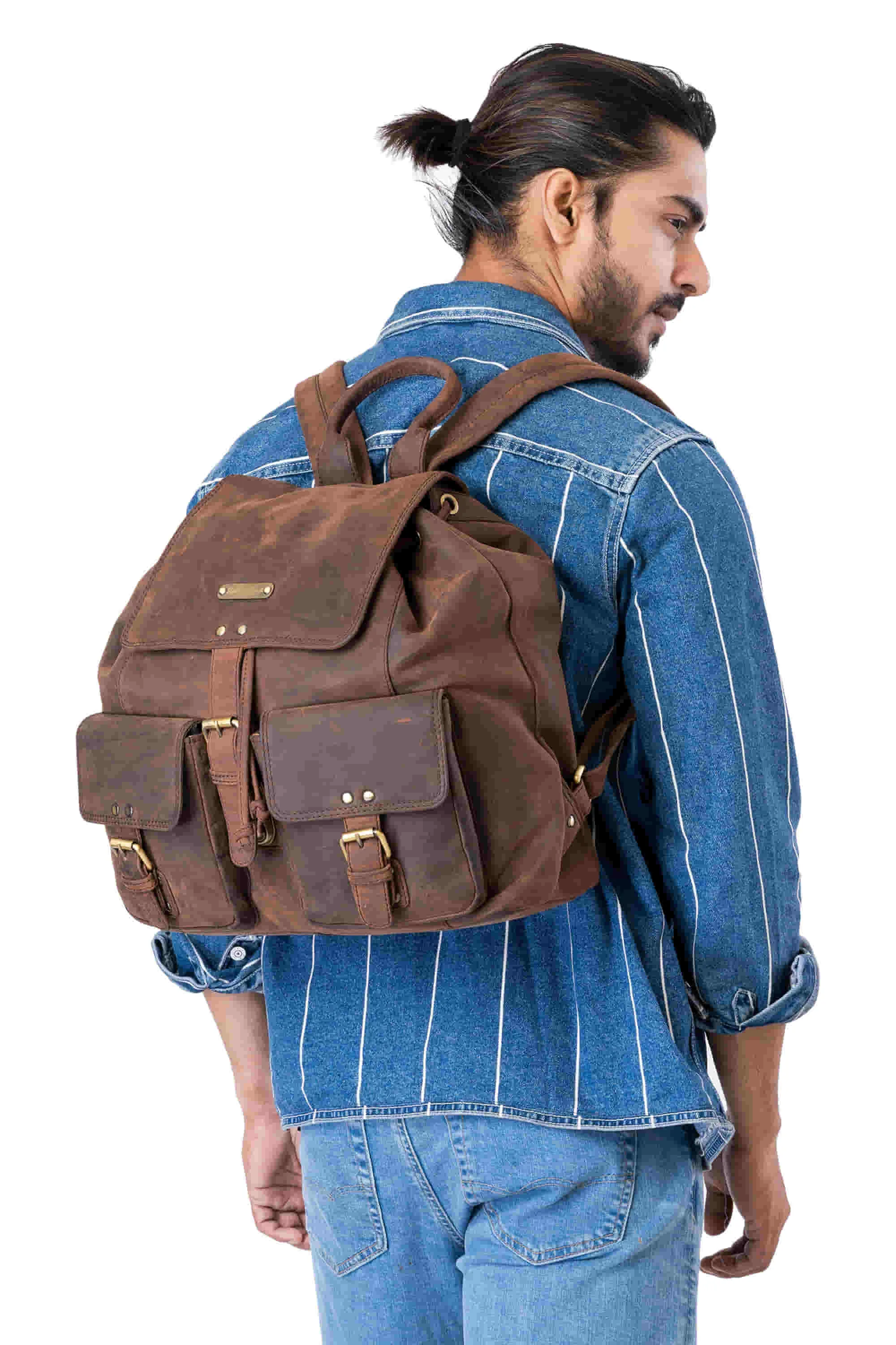 392650 Backpack in Full Grain Dark Brown Hunter Leather | Style n Craft