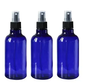 3Pcs 250Ml/8.4Oz Pet Plastic Fine Mist Spray Storage Container Bottles With Black Sprayer Suitable For Makeup Cosmetic Bath Shower Toiletries Liquid Perfume Hair Conditioner Hand Washer(Blue)
