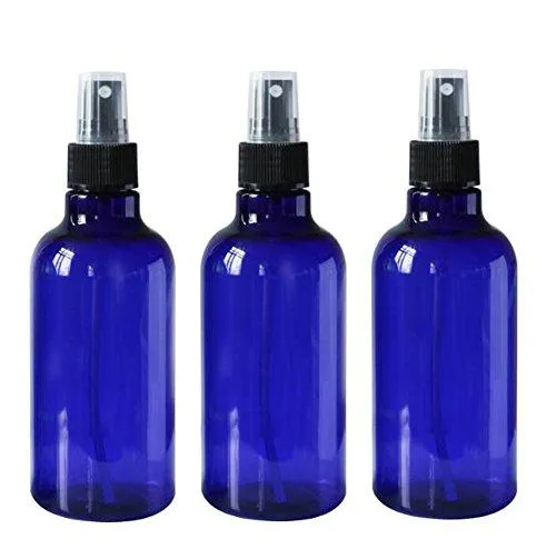 3Pcs 250Ml/8.4Oz Pet Plastic Fine Mist Spray Storage Container Bottles With Black Sprayer Suitable For Makeup Cosmetic Bath Shower Toiletries Liquid Perfume Hair Conditioner Hand Washer(Blue)