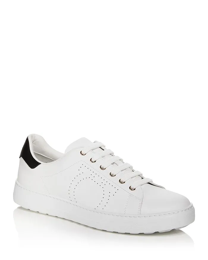 $695 SALVATORE FERRAGAMO - *PIERRE* White/Black Gancini Sneaker - 9.5 US