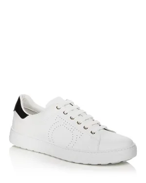 $695 SALVATORE FERRAGAMO - *PIERRE* White/Black Gancini Sneaker - 9.5 US