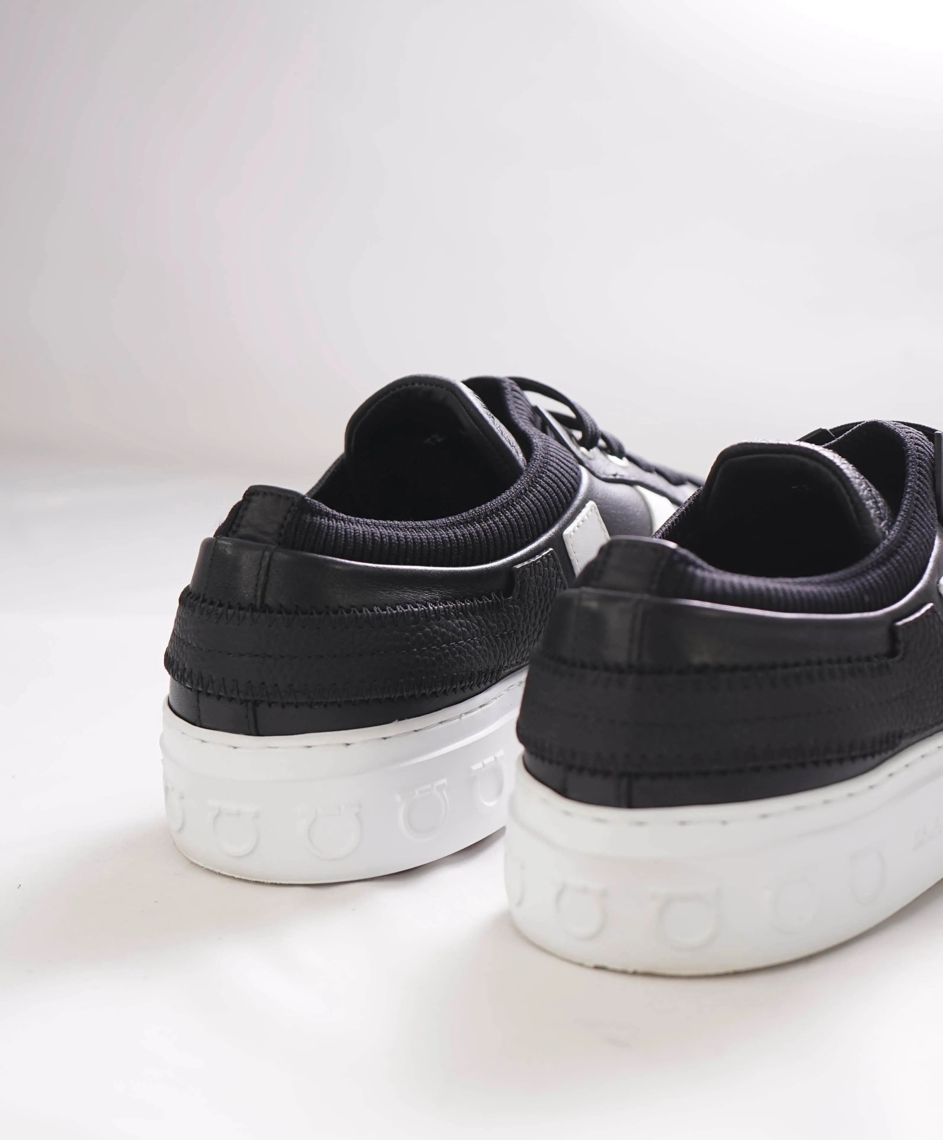 $750 SALVATORE FERRAGAMO - *GANCINI* Black Sneaker - 7.5 US