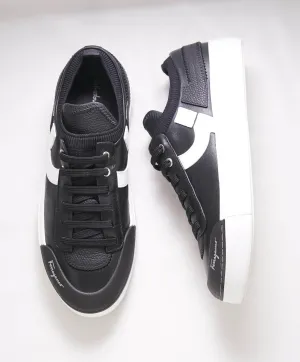 $750 SALVATORE FERRAGAMO - *GANCINI* Black Sneaker - 7.5 US