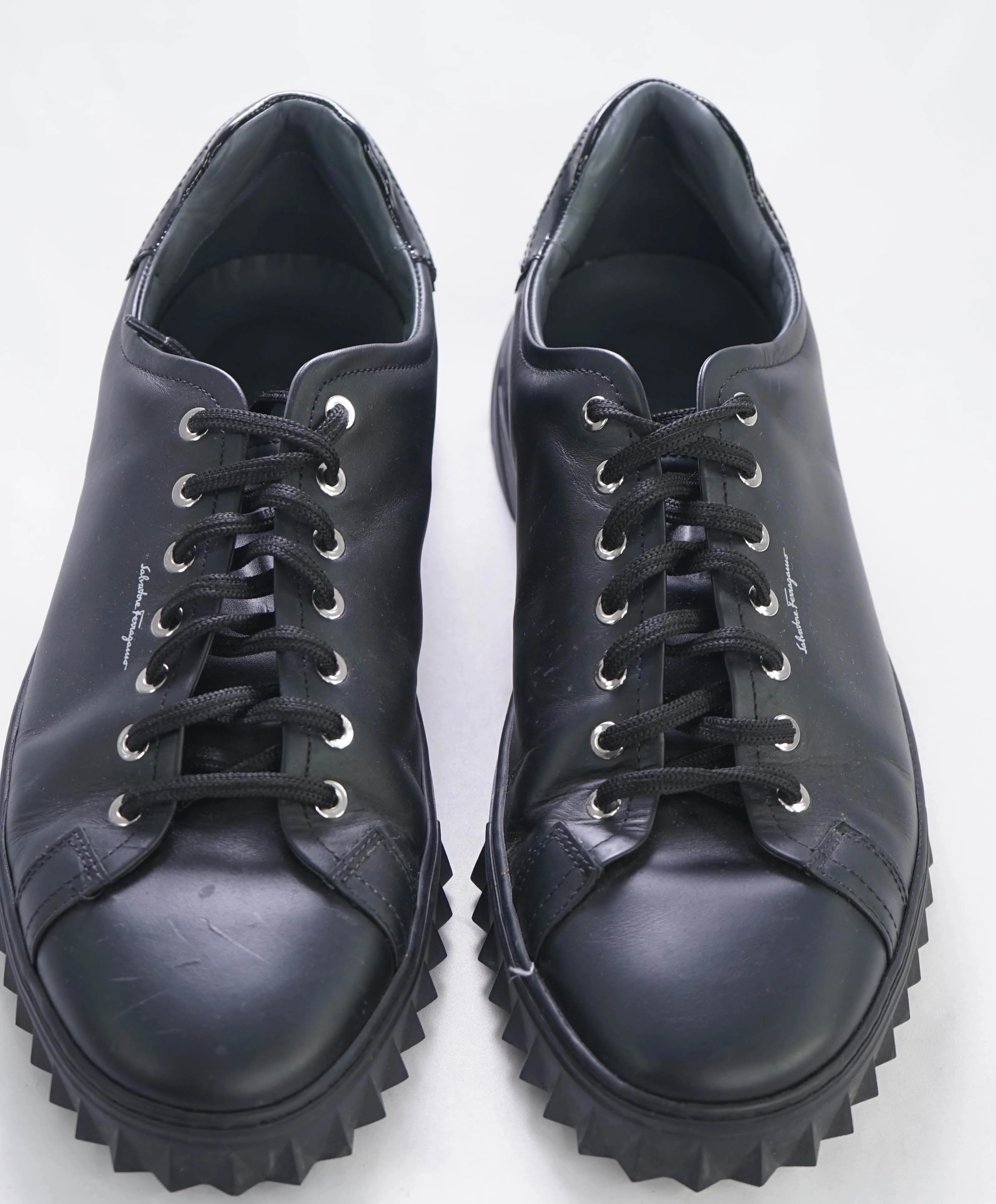 $750 SALVATORE FERRAGAMO - *Rhinoceros* Black Gancini Sneaker - 12 US