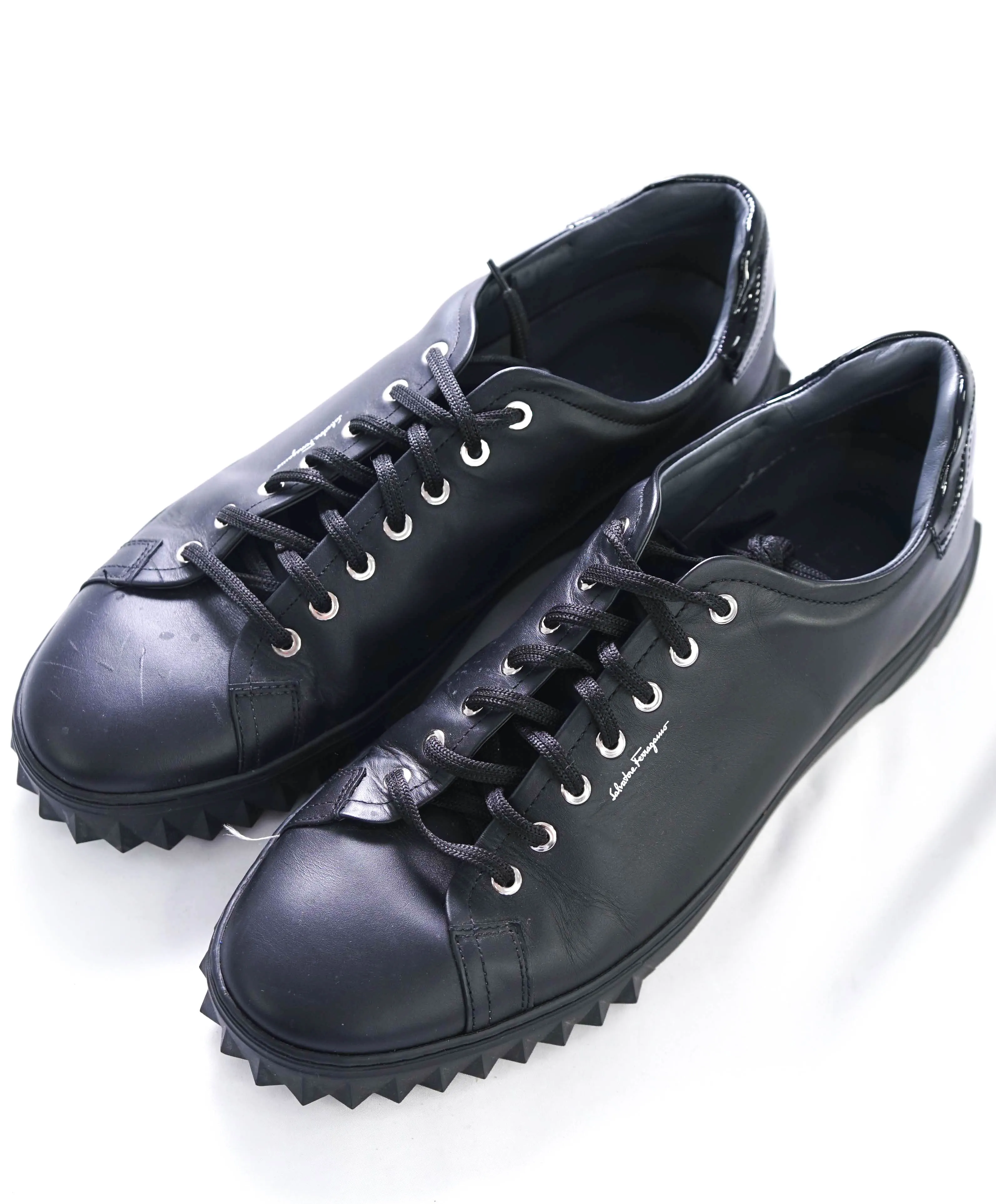 $750 SALVATORE FERRAGAMO - *Rhinoceros* Black Gancini Sneaker - 12 US