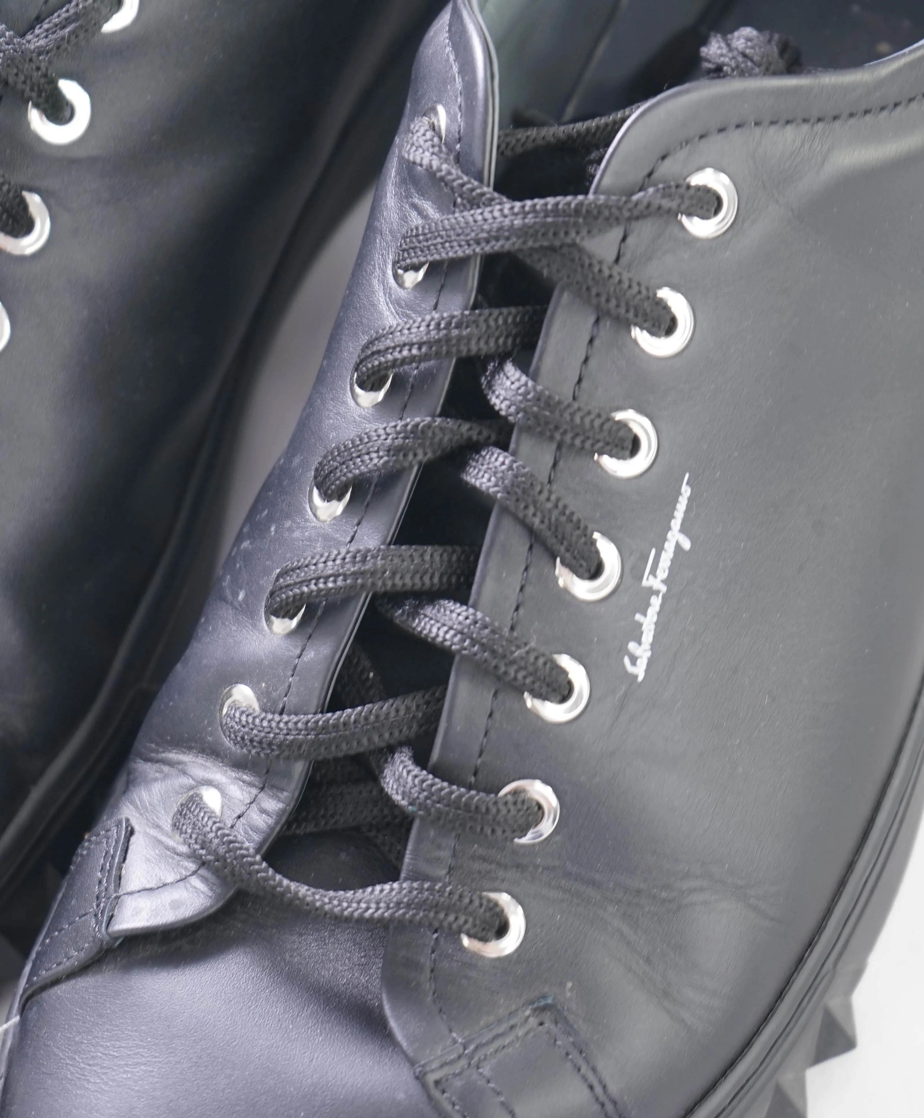 $750 SALVATORE FERRAGAMO - *Rhinoceros* Black Gancini Sneaker - 12 US