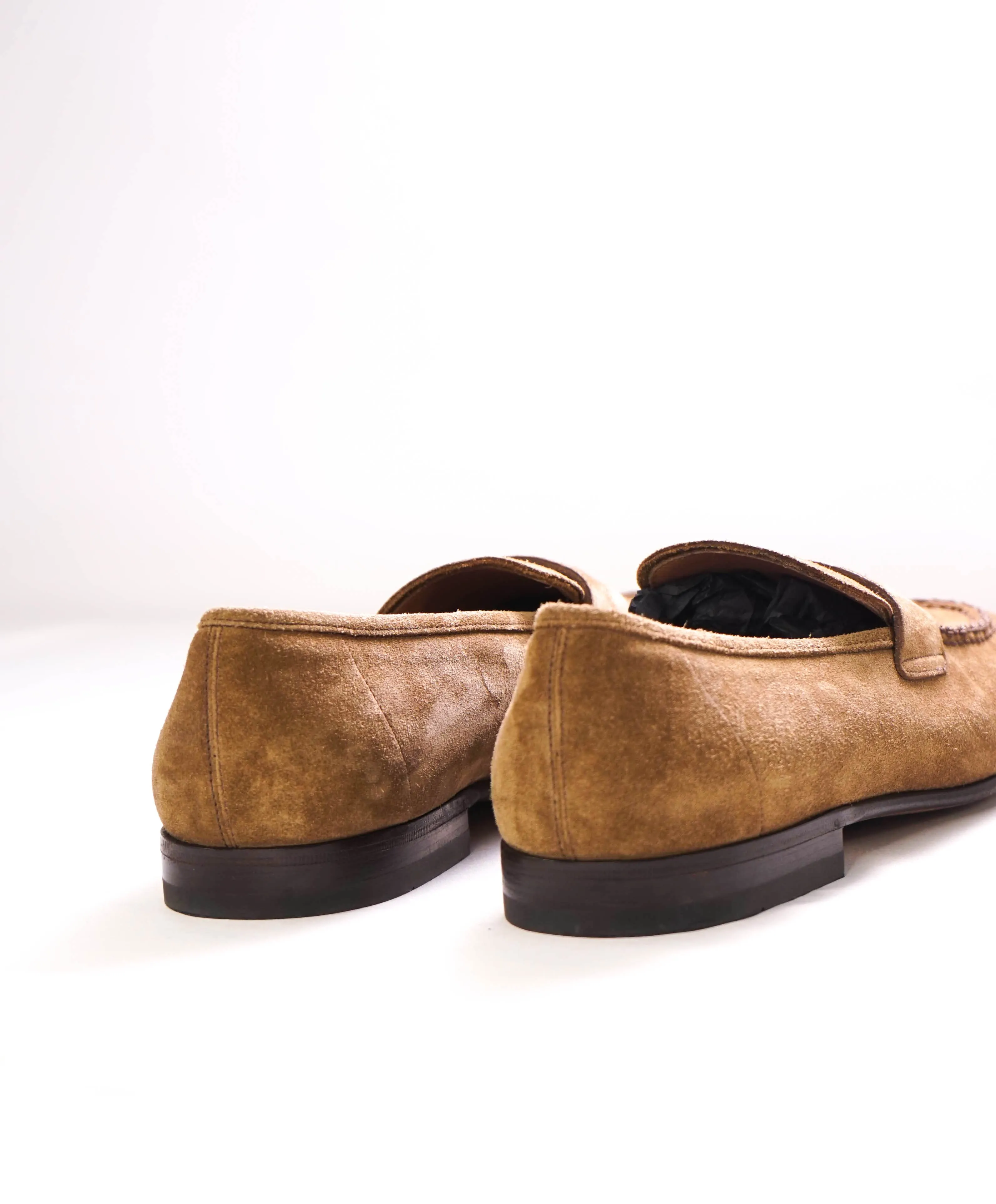 $795 SALVATORE FERRAGAMO - Beige Suede Logo Loafer - 8 US