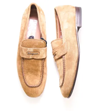 $795 SALVATORE FERRAGAMO - Beige Suede Logo Loafer - 8 US