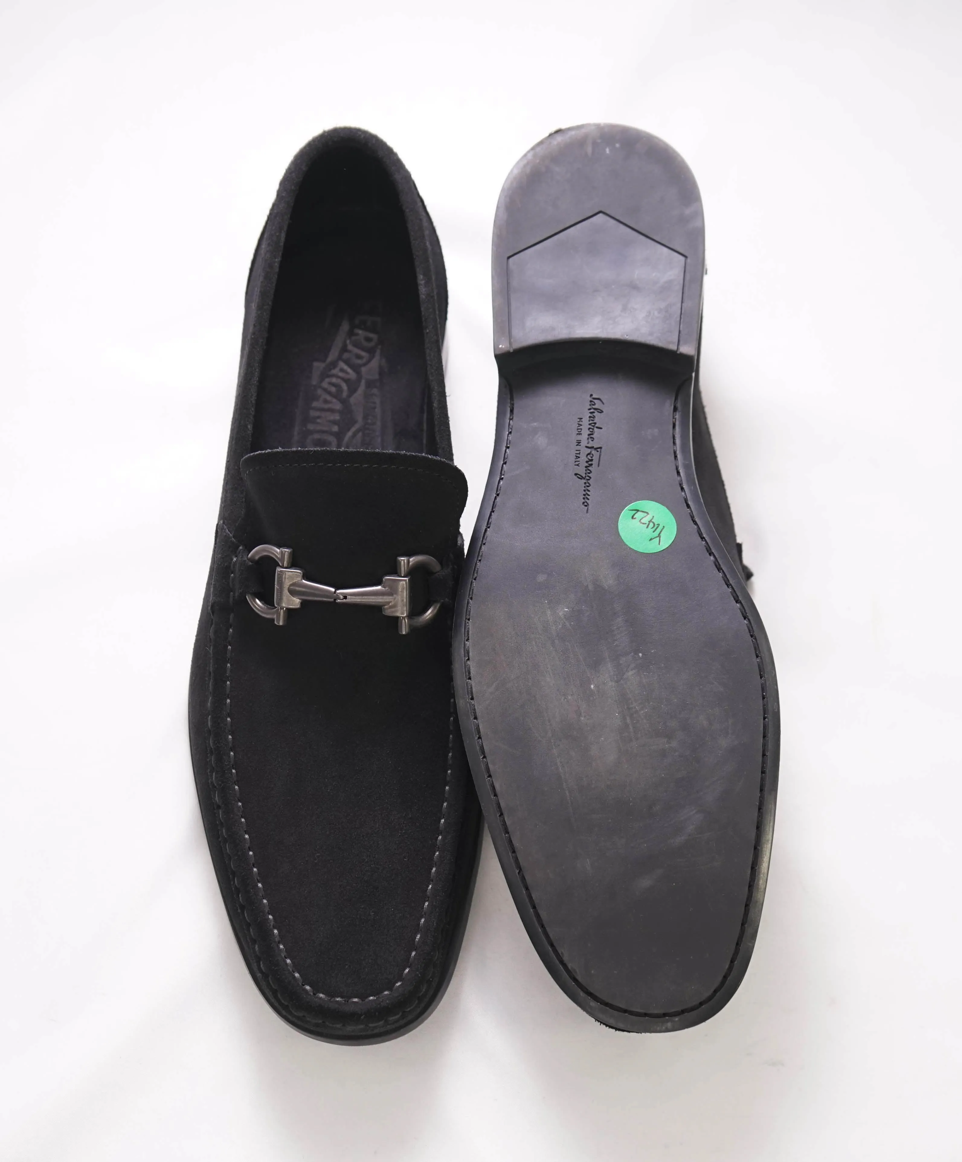$850 SALVATORE FERRAGAMO - “Magnifico” Black Suede Slip-On Loafer - 10.5 D