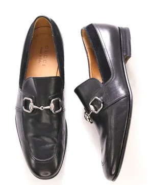 $860 GUCCI - Black ICONIC Horsebit Leather/Suede Loafers - 7.5US (7G)