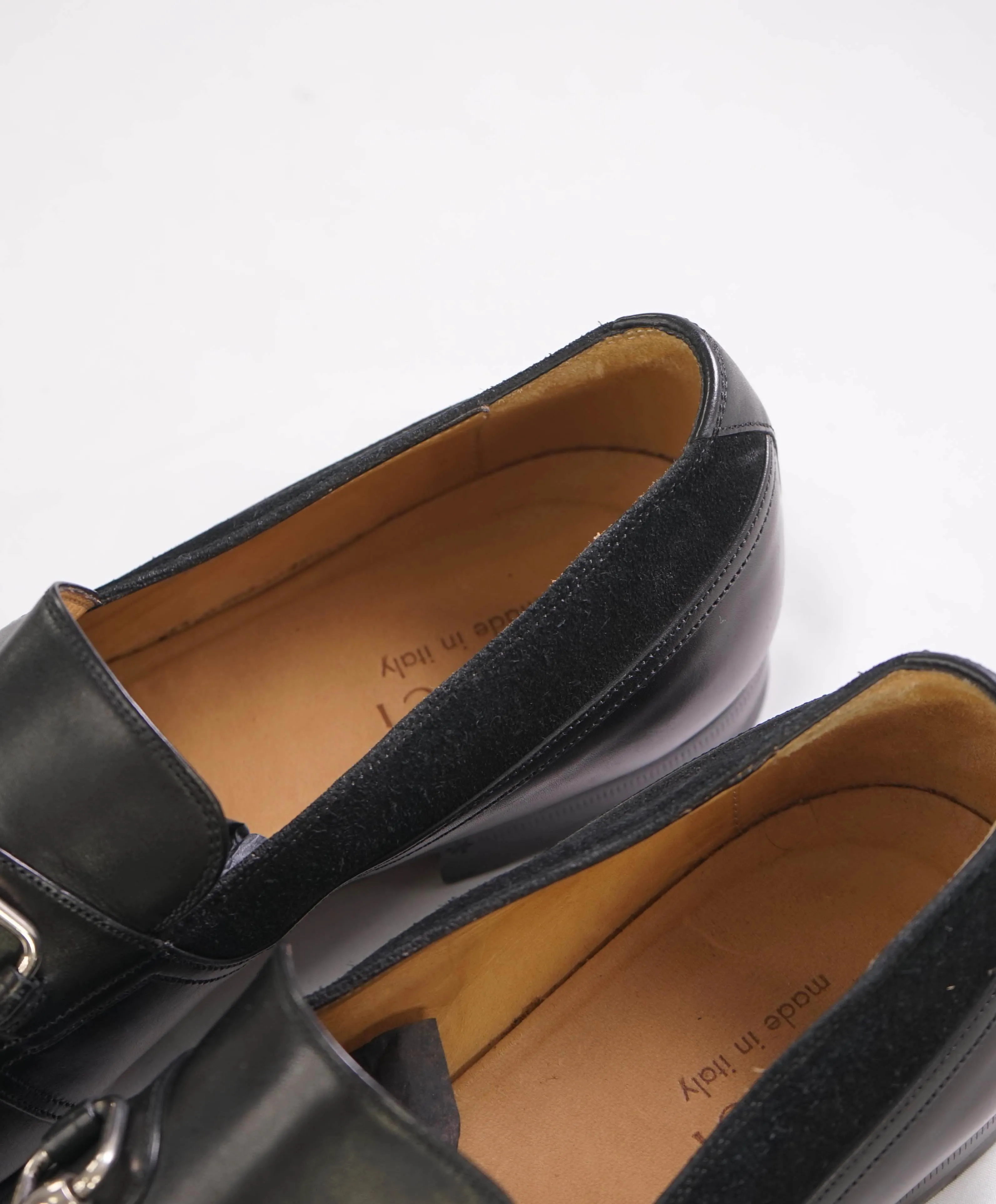 $860 GUCCI - Black ICONIC Horsebit Leather/Suede Loafers - 7.5US (7G)