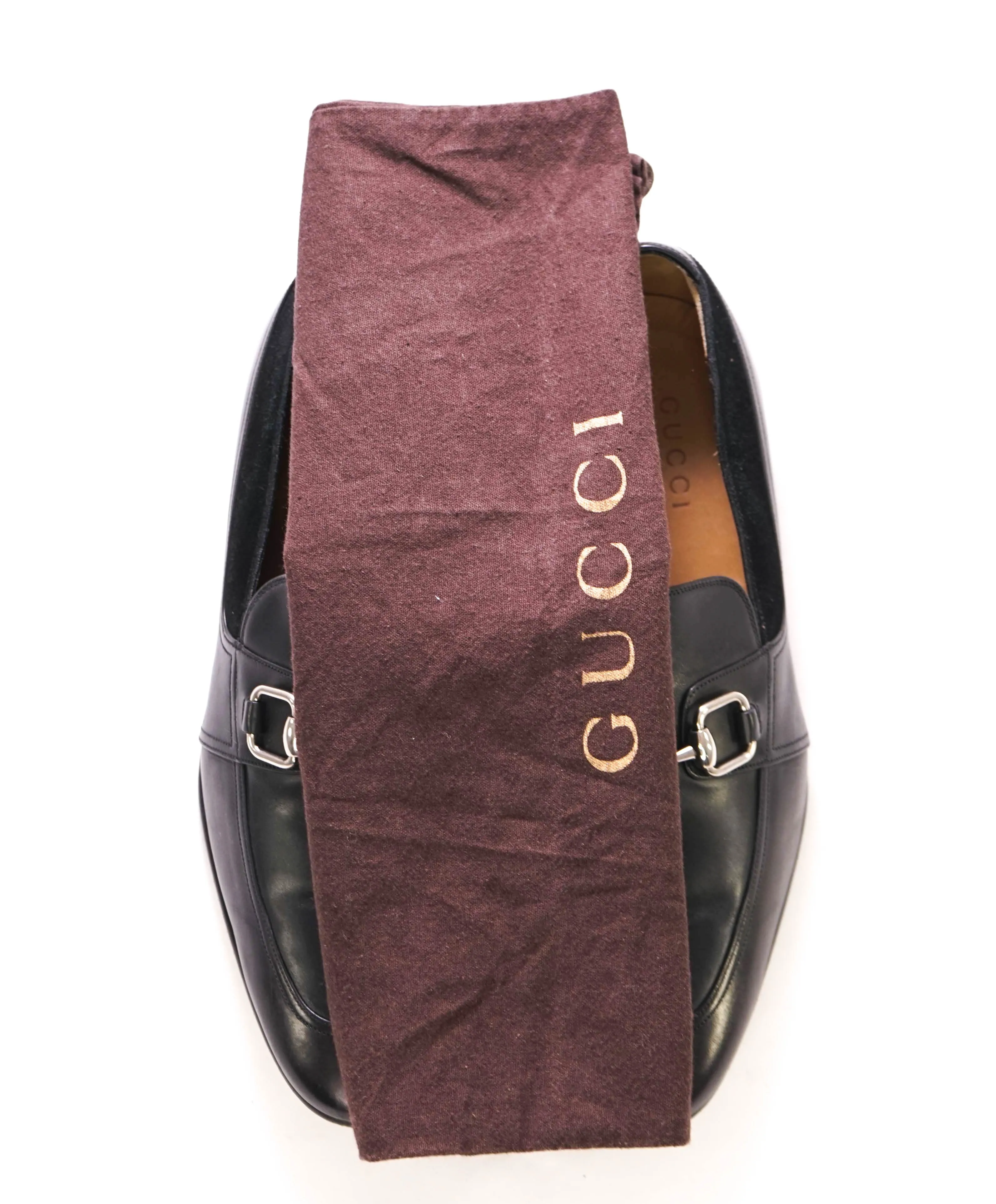 $860 GUCCI - Black ICONIC Horsebit Leather/Suede Loafers - 7.5US (7G)