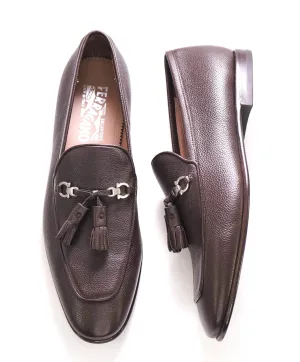 $860 SALVATORE FERRAGAMO - Brown Gancini Tassel Leather Loafer- 8 E