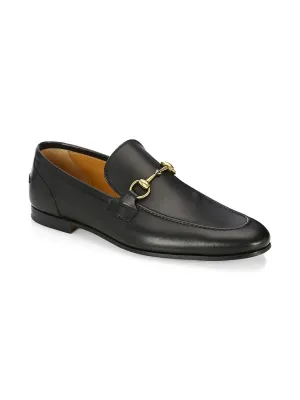 $920 GUCCI - "JORDAAN" Black/Gold ICONIC Horsebit Leather Loafers - 10.5US (10G)