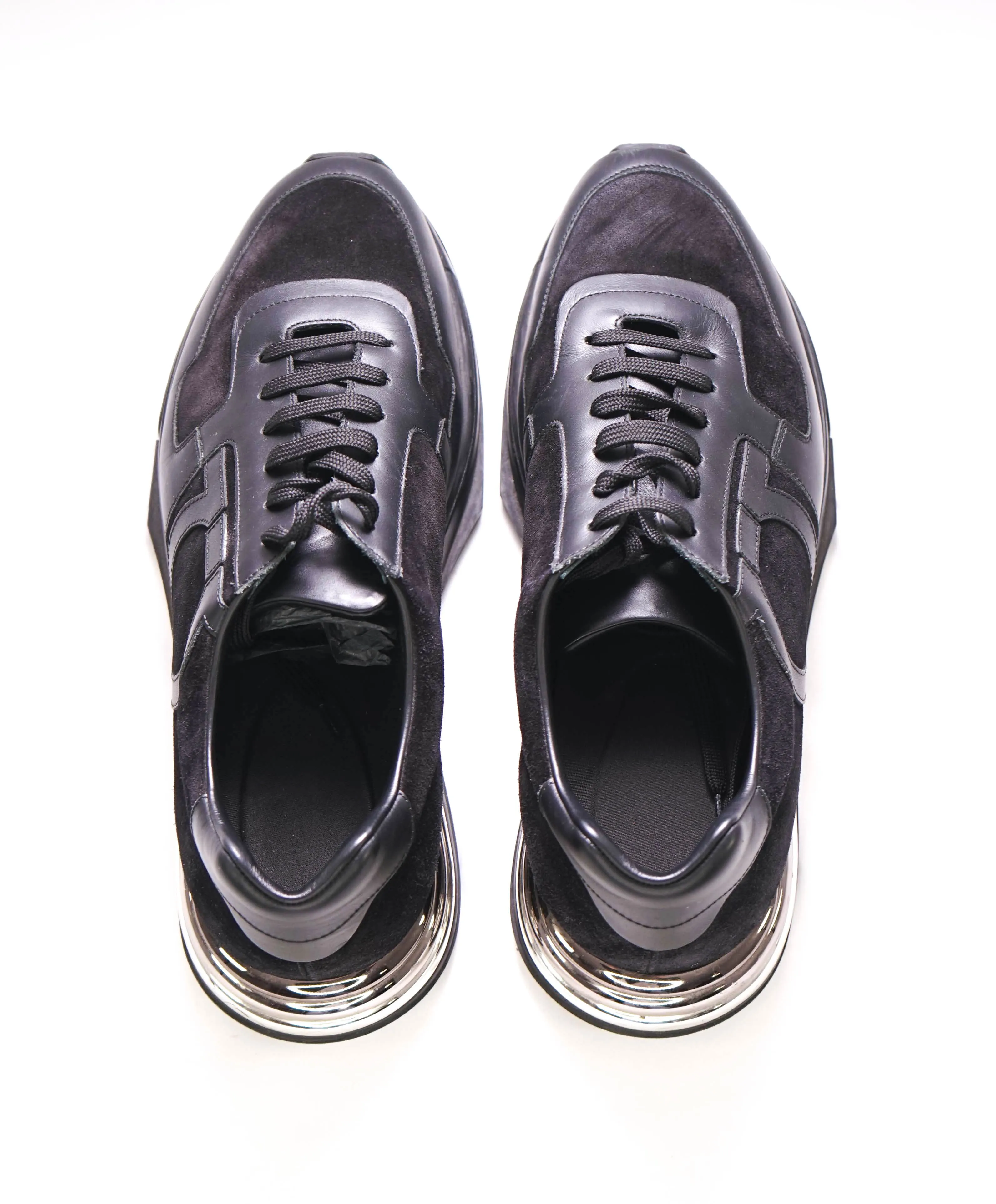 $995 SALVATORE FERRAGAMO - *GANCINI* Black/Metallic Sneaker - 10 US