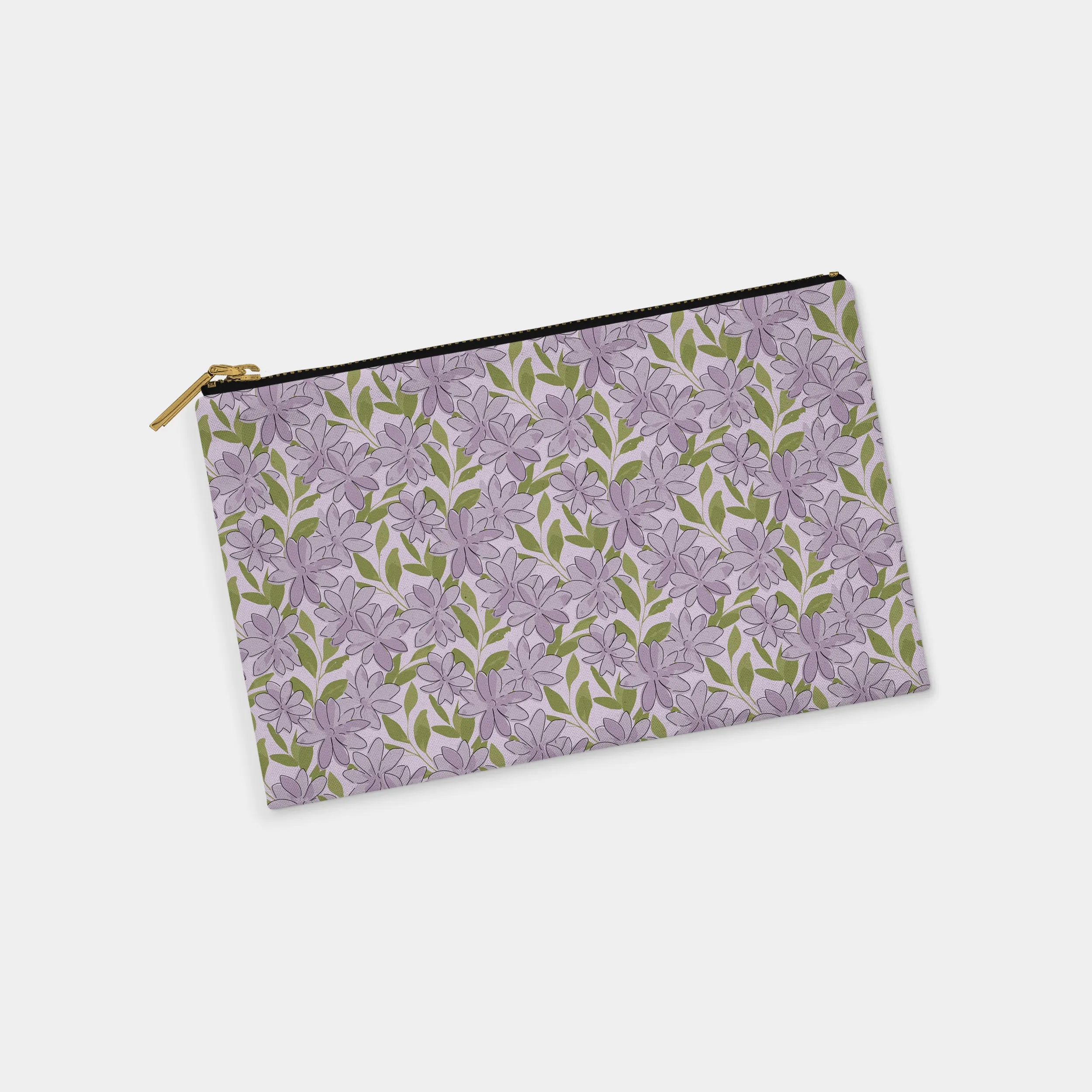 Abstract Floral Lilac Personalized Zipper Pouch
