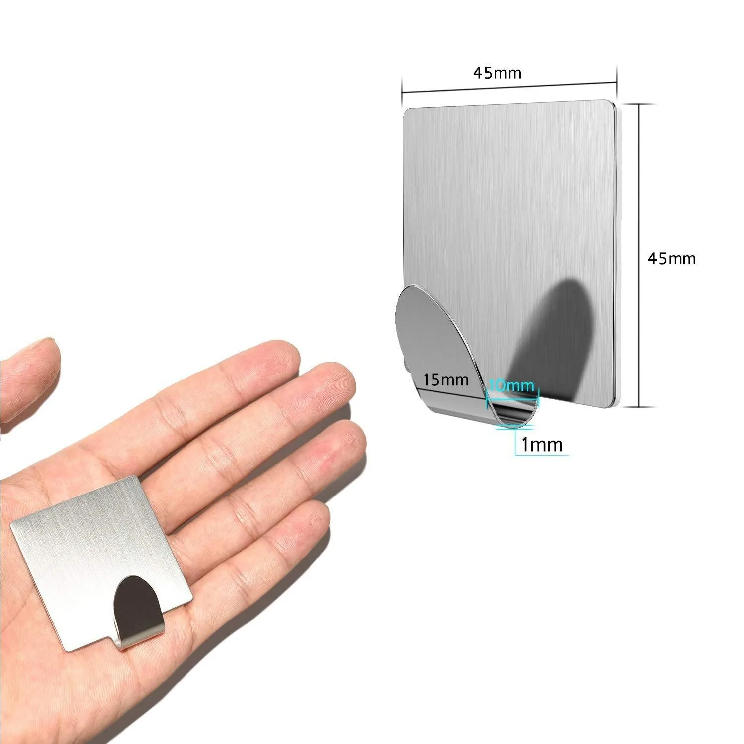 Adhesive Key Hooks, KONE 3M Self-Adhesive Wall Hooks Stainless Steel Hooks for Hanging Robe, Coat, Towel, Bags (4 Pack)