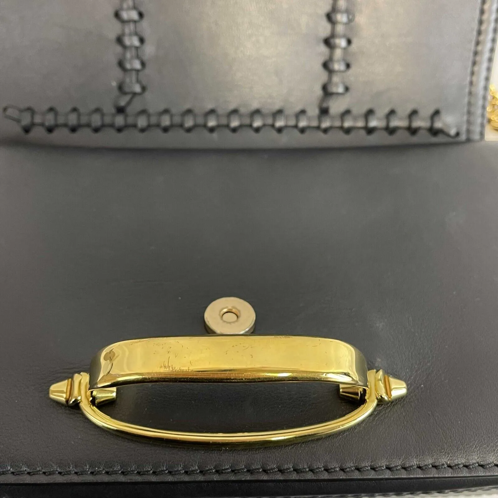 Alexander McQueen - Black / Gold Calfskin Leather - Braided Story Shoulder Bag