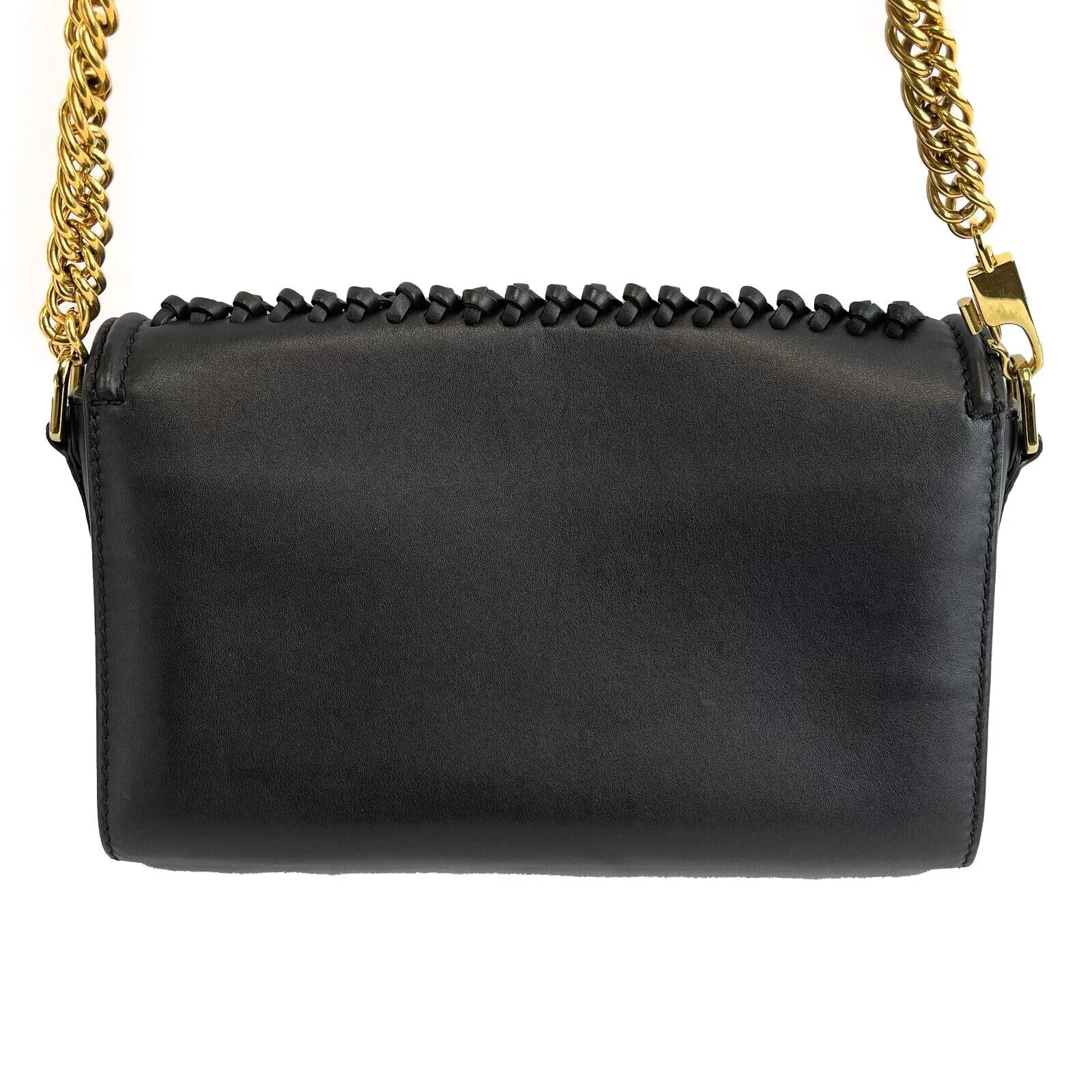 Alexander McQueen - Black / Gold Calfskin Leather - Braided Story Shoulder Bag