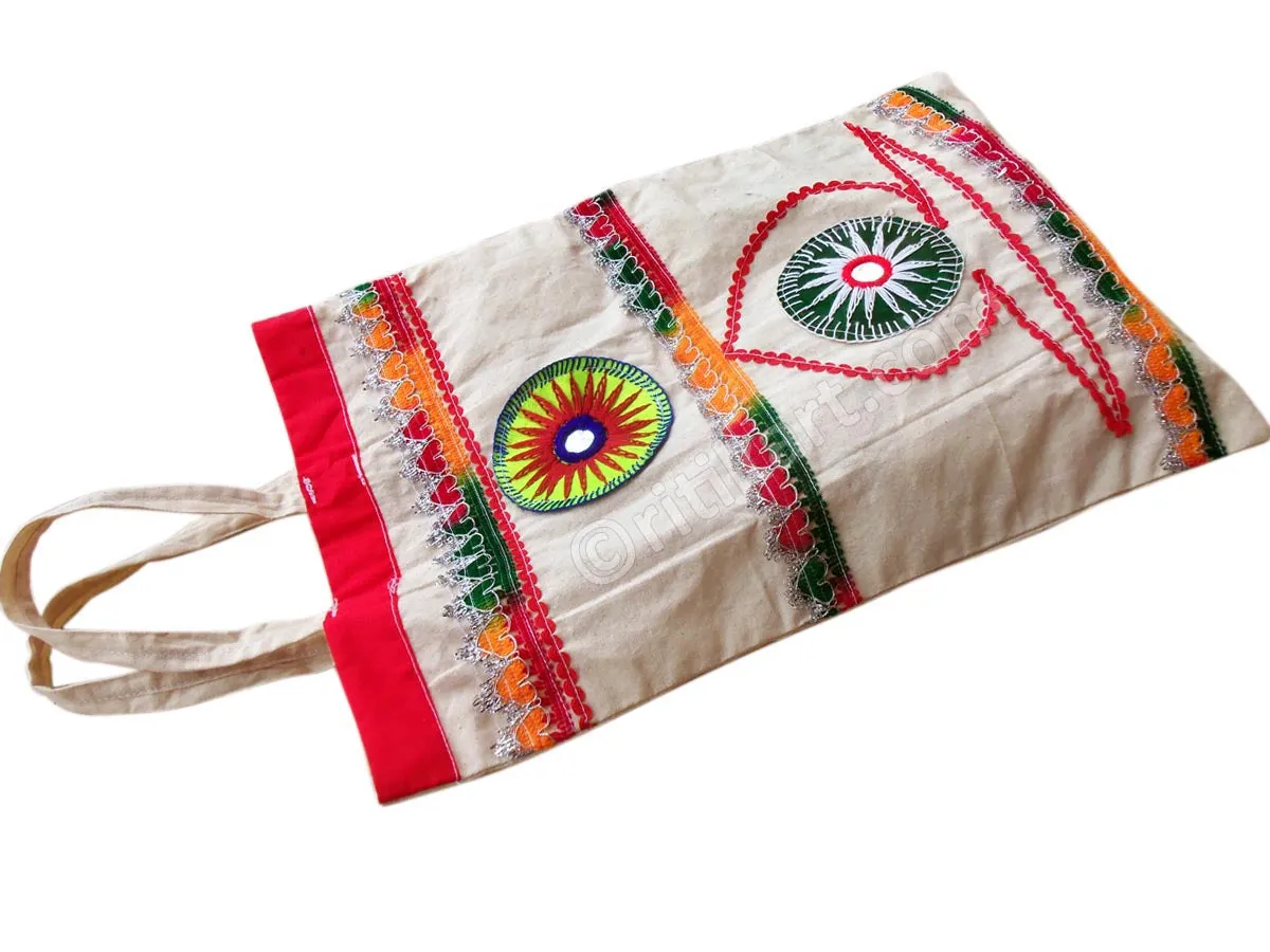 Applique Cotton Hand Bag