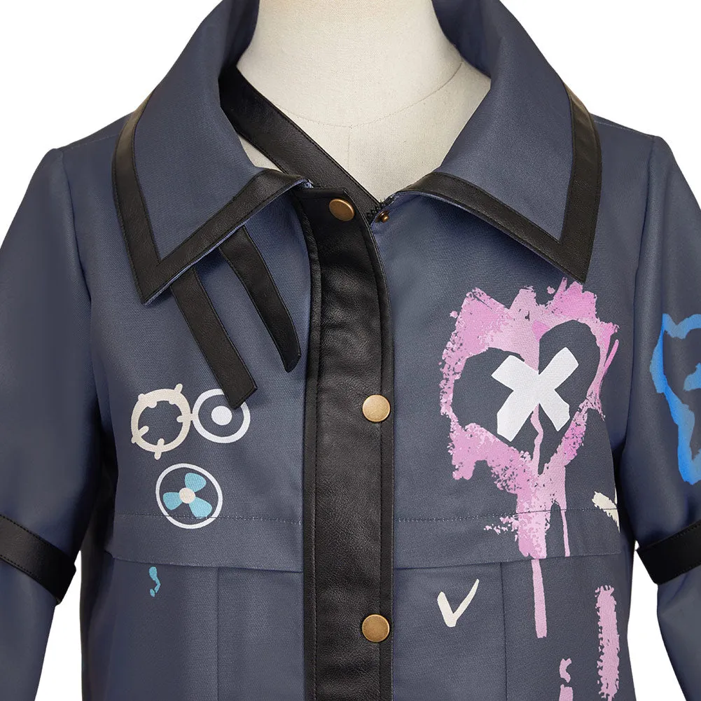 Arcane League of Legends Season 2 Jinx Cosplay Costume Female Dark Grey Outfits Halloween Carnival Suit