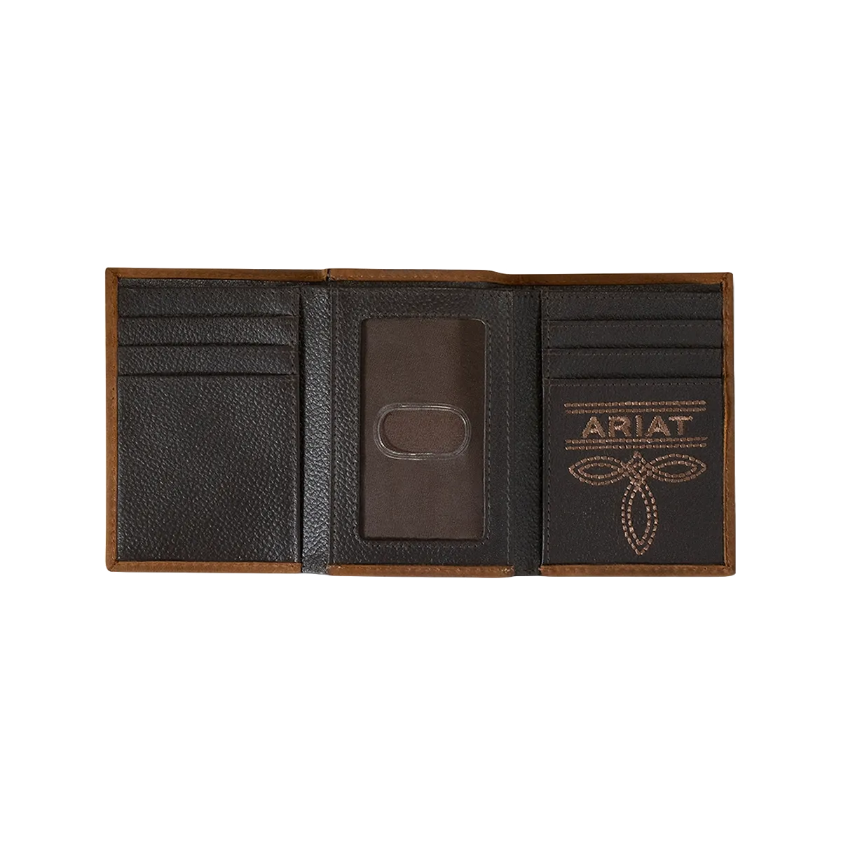 Ariat American Flag Embroidered Aged Bark Trifold Wallet A35548217