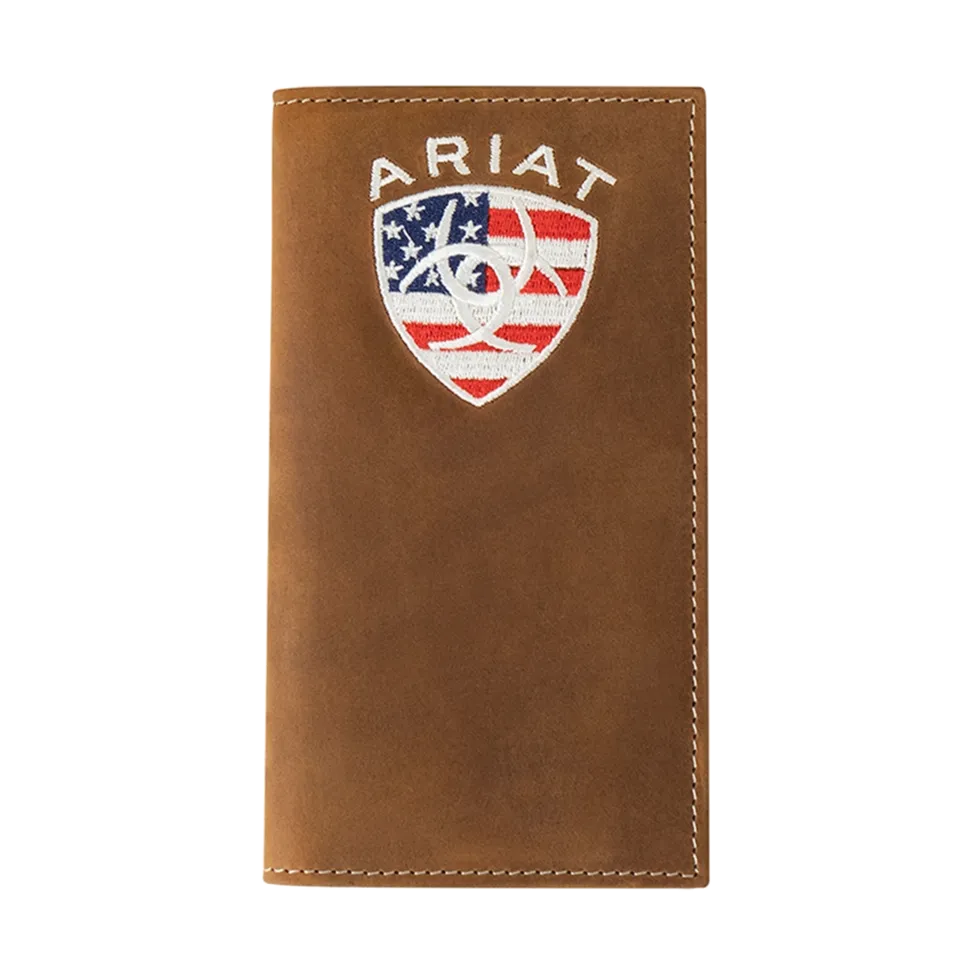 Ariat American Flag Logo Aged Bark Rodeo Wallet A35547217