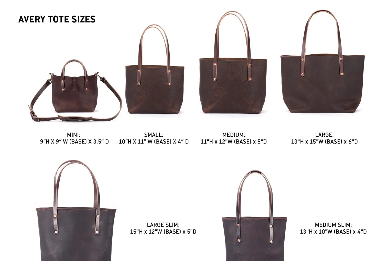 AVERY LEATHER TOTE BAG - SLIM MEDIUM - RAVEN
