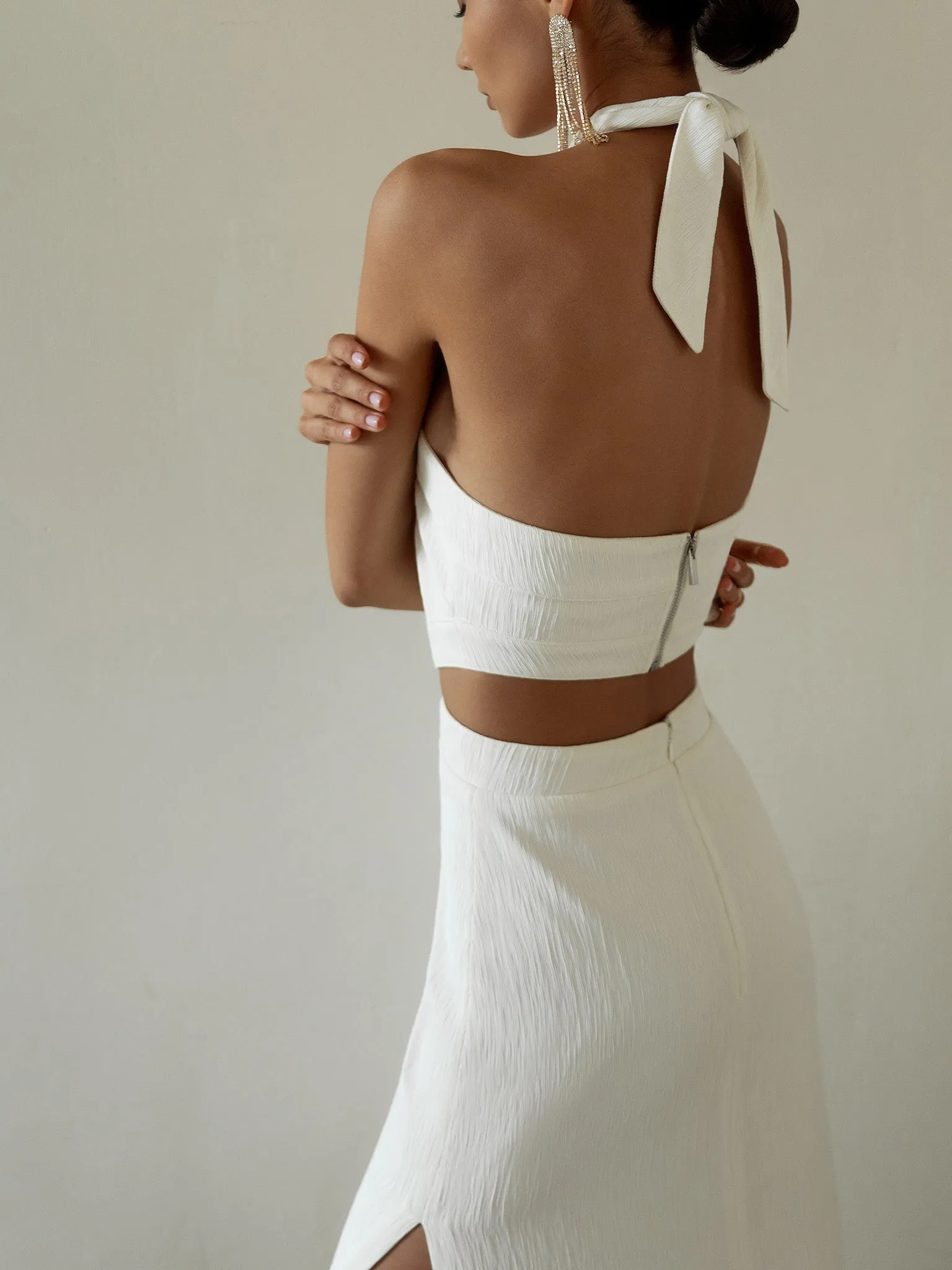 Back to School Lichi Dress  New Summer Halterneck Cutout Slim Maxi Dress Backless Long Tight High Slit Premium Ladies Party Evening Dresses