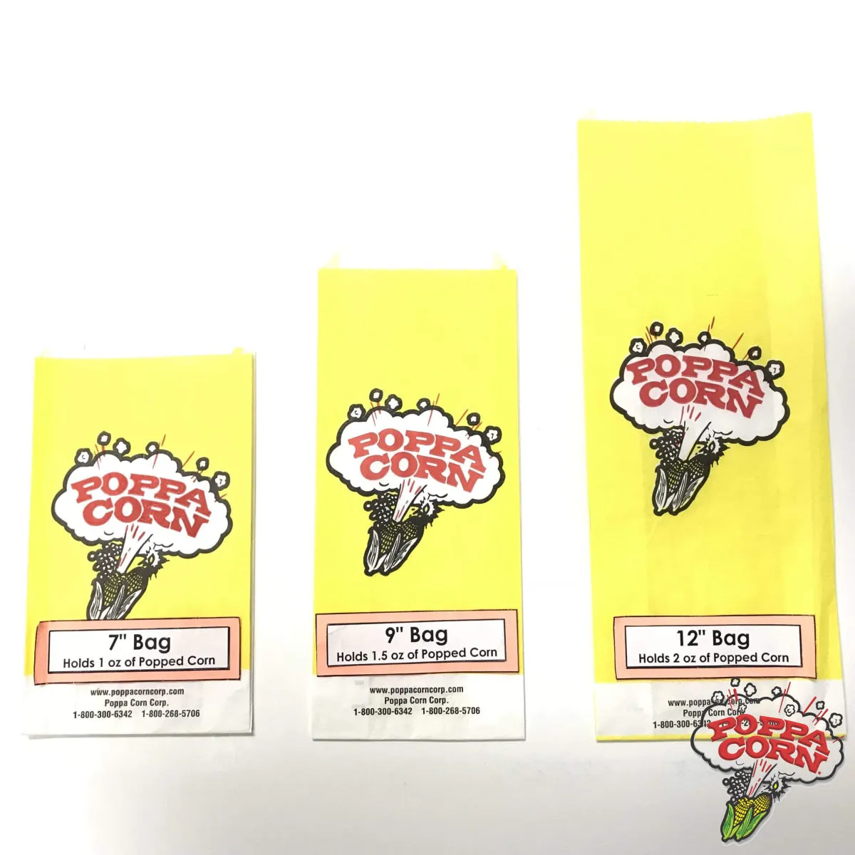 BAG007 - Small 7" Poppa Corn Paper Bags - 1 oz - 1000/Case
