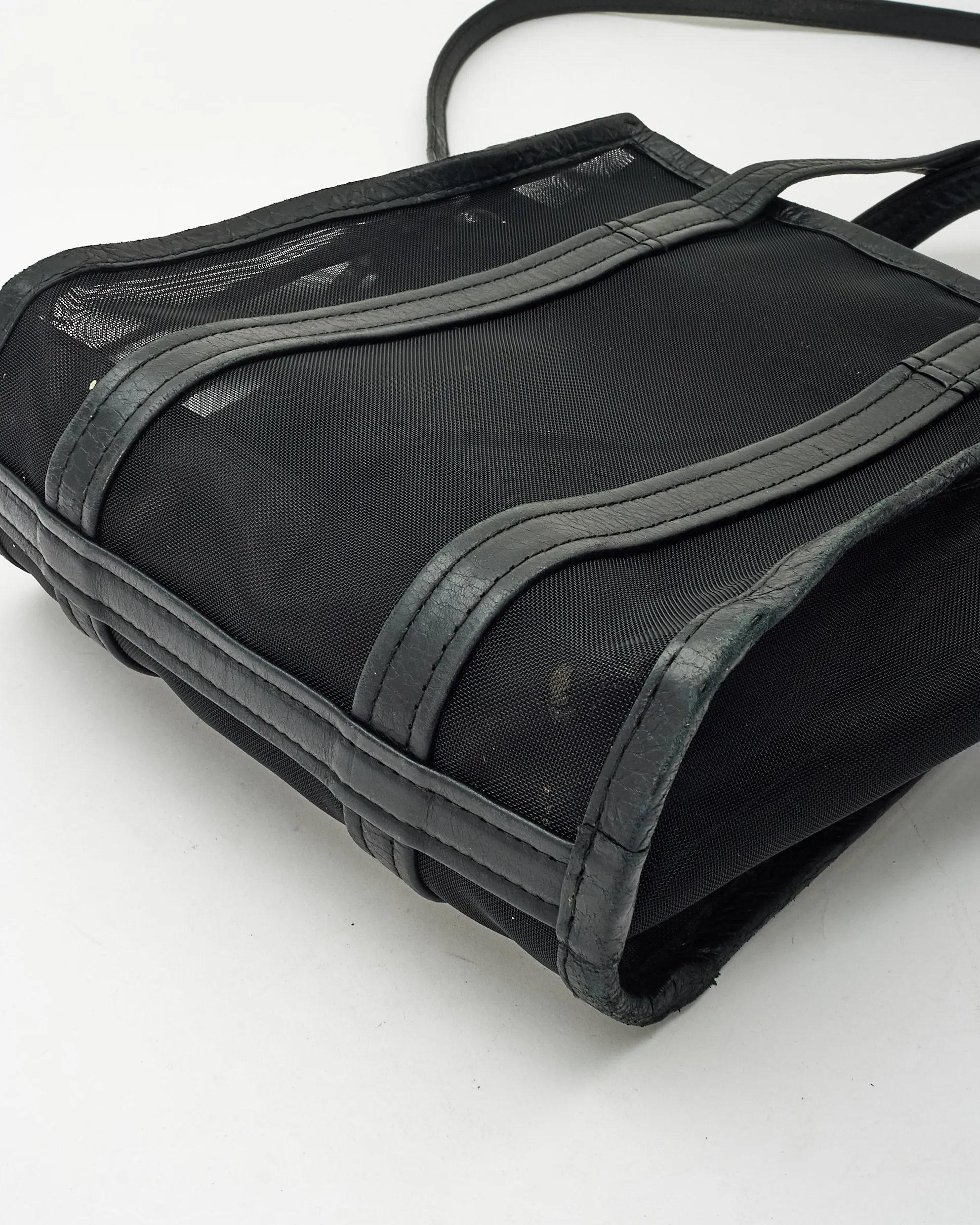 Balenciaga Black Mesh & Leather S Shopper Tote Bag