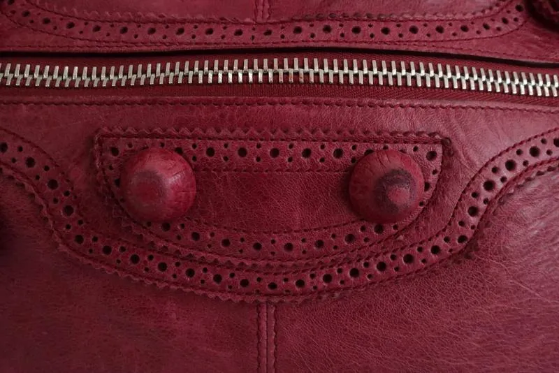 Balenciaga Giant Brogues Covered Work Bag Raspberry Leather Large Satchel