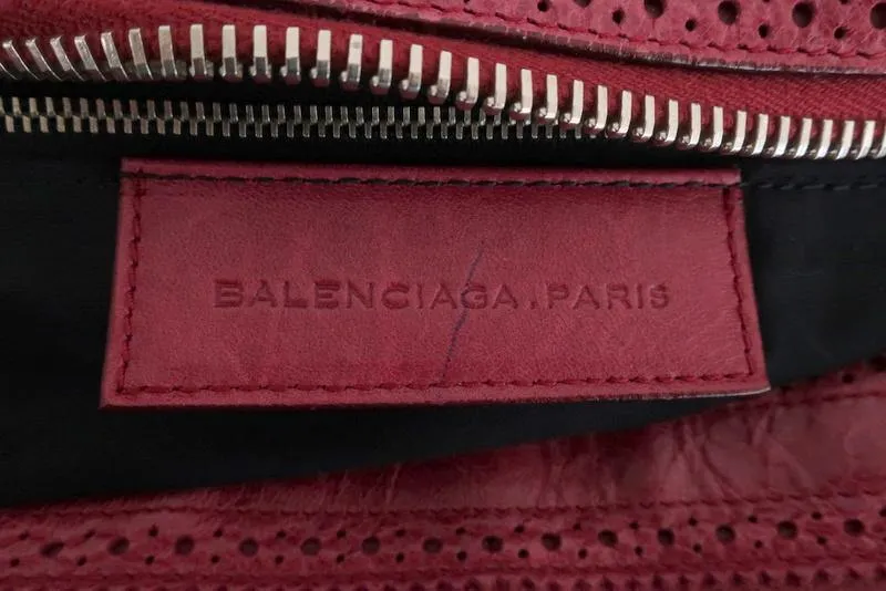 Balenciaga Giant Brogues Covered Work Bag Raspberry Leather Large Satchel
