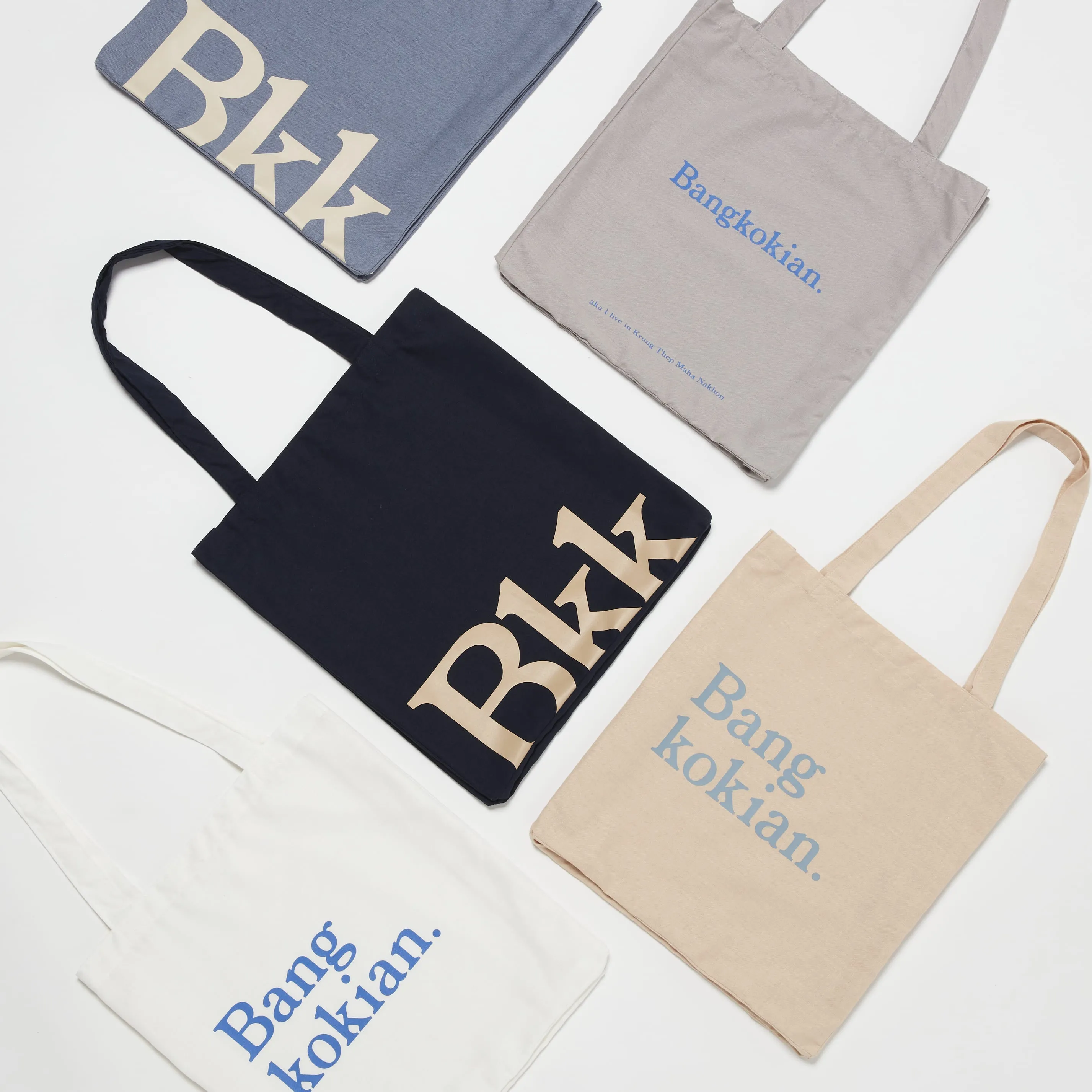 BANGKOKIAN. LINEN BAG - INGIGO/BEIGE FONT