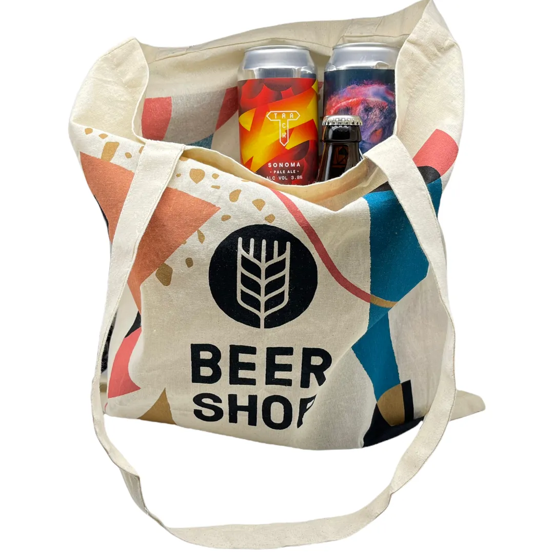 Beer Shop Colour Print Cotton Tote Bag